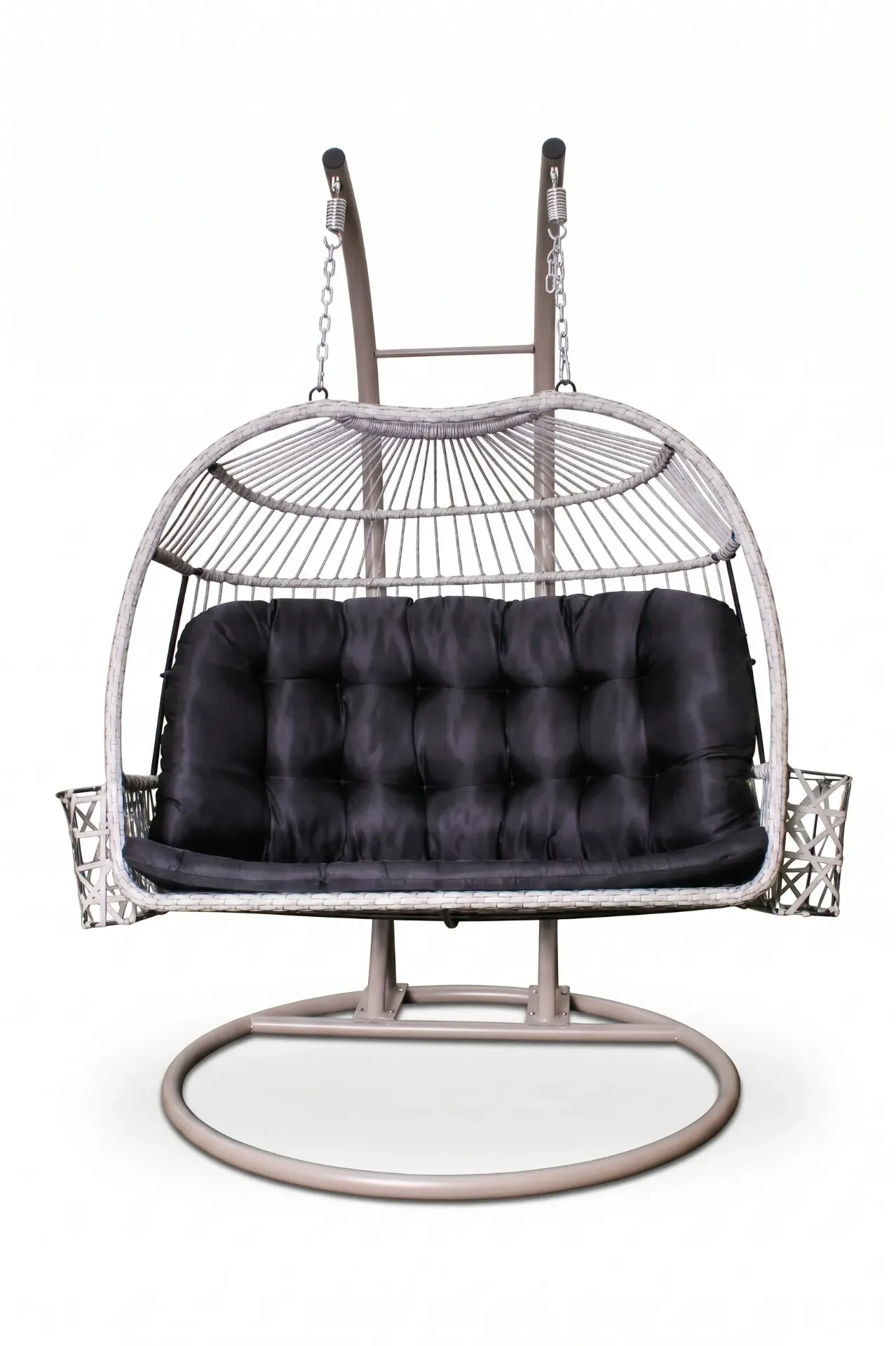 Silla Colgante Doble Premium con Portavasos - Blanca / Negra