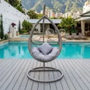 Silla Colgante Individual Estilo Rattan con Soporte y Cojín